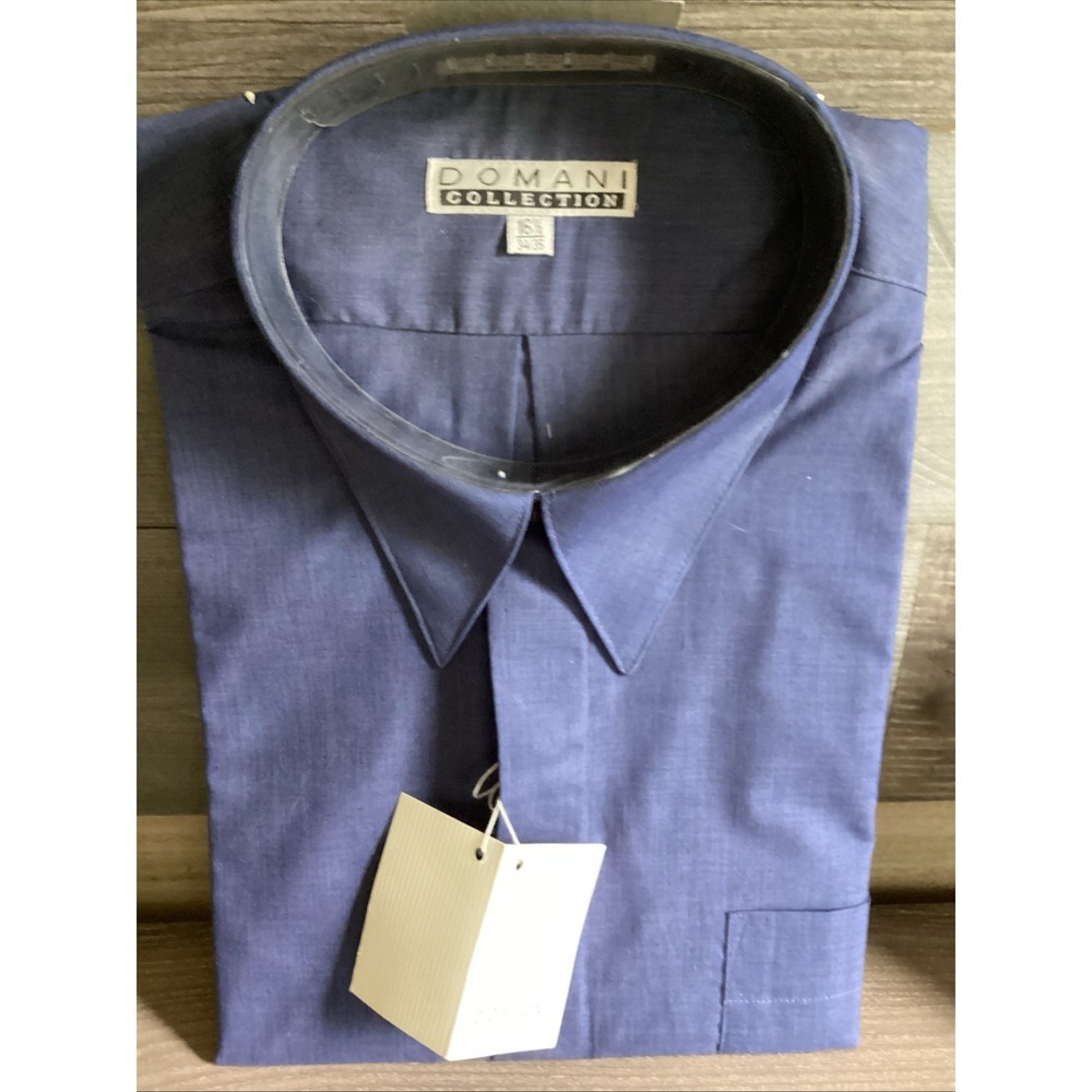 Vtg Domani Collection Mens Blue‎ Button Down Shirt 16 1/2  34/35